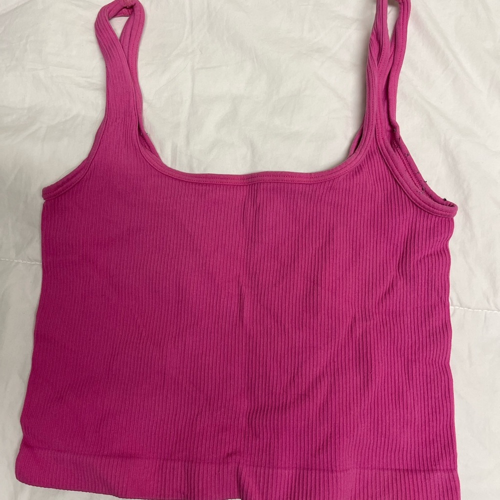 Pink Ribbed Tank Top